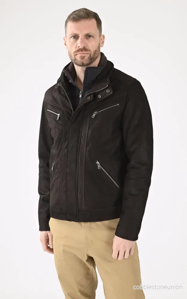 Falcon Brown Nubuck Leather Jacket - Men - Bild 2