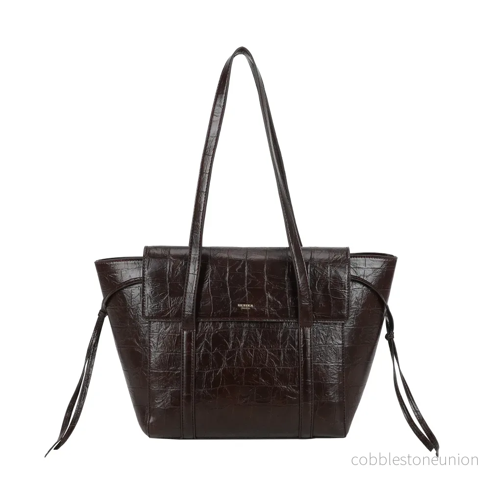 Ulrika Design Tote Croco mörkbrun