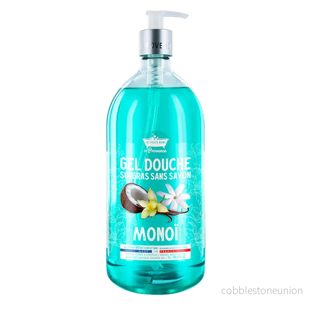 Les Petites Bains de Provence, Monoi, Duschgel, För kropp, ansikte & hår, För känslig hud, 1000 ml Les Petites Bains de Provence, Monoi, Duschgel, För kropp, ansikte & hår, För känslig hud, 1000 ml