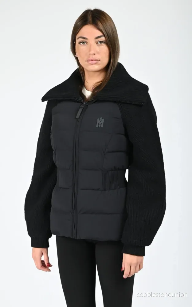 Black Foxy Mixed-Media Down Jacket – Women Black Foxy Mixed-Media Down Jacket – Women