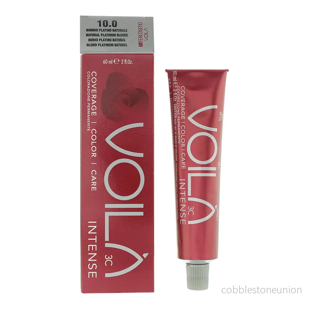 Intercosmo, Voila 3C Intense, Permanent hårfärg, 10.0 Naturlig Platinablond, 60 ml Intercosmo, Voila 3C Intense, Permanent hårfärg, 10.0 Naturlig Platinablond, 60 ml