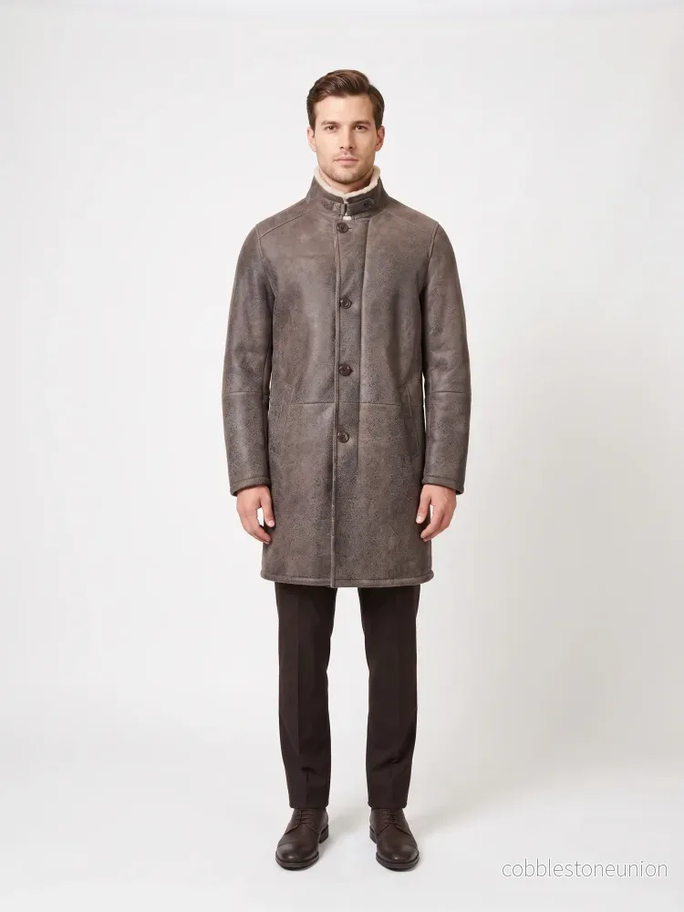 Carlo, 100 cm. - Collar Nappa Lamb Crack Washed - Man Dark Brown - Bild 3
