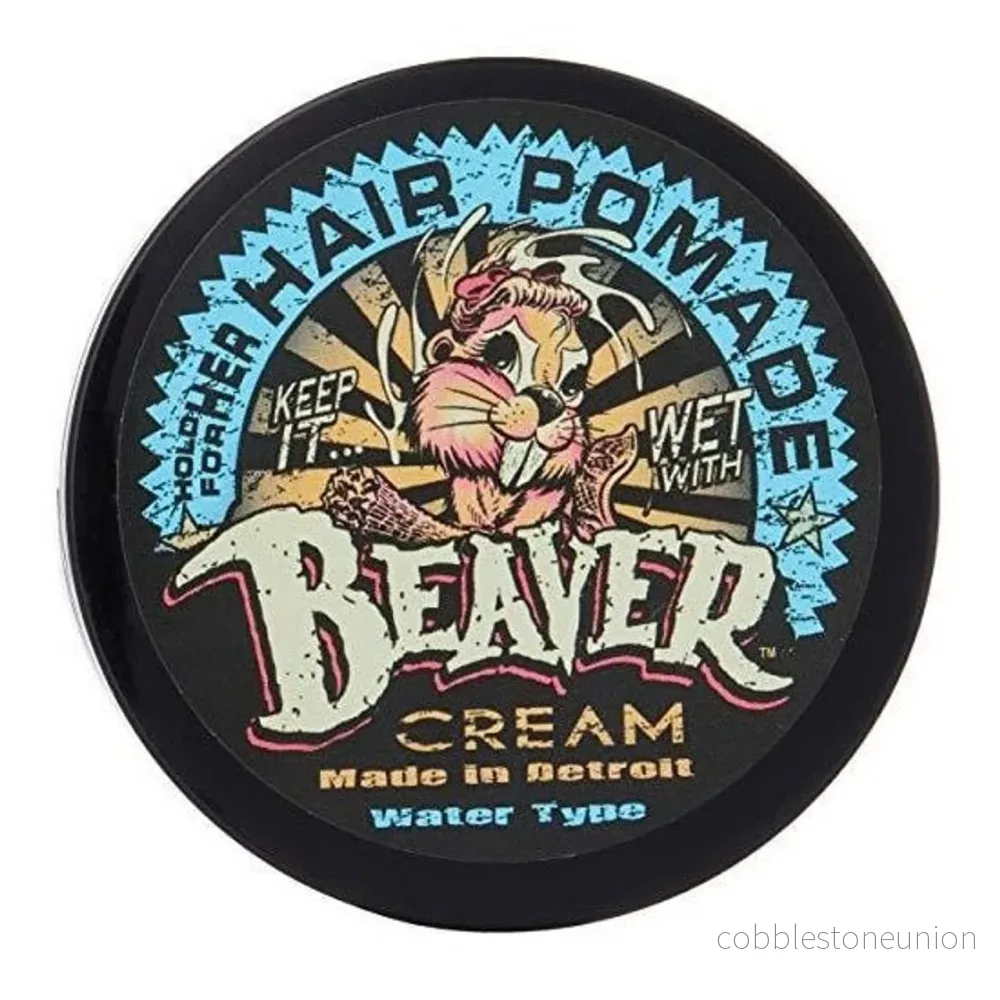 Cock Grease, Beaver Cream Water Type, Hair Styling Pomade, Glansig finish, Lätt till medium stadga, 110 g