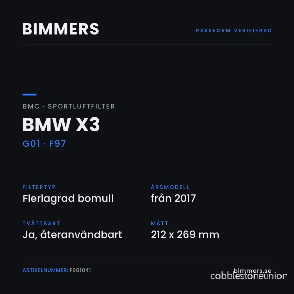 BMC Sportluftfilter BMW X3 G01 F97 (M40iX), FB01041 - Bild 2