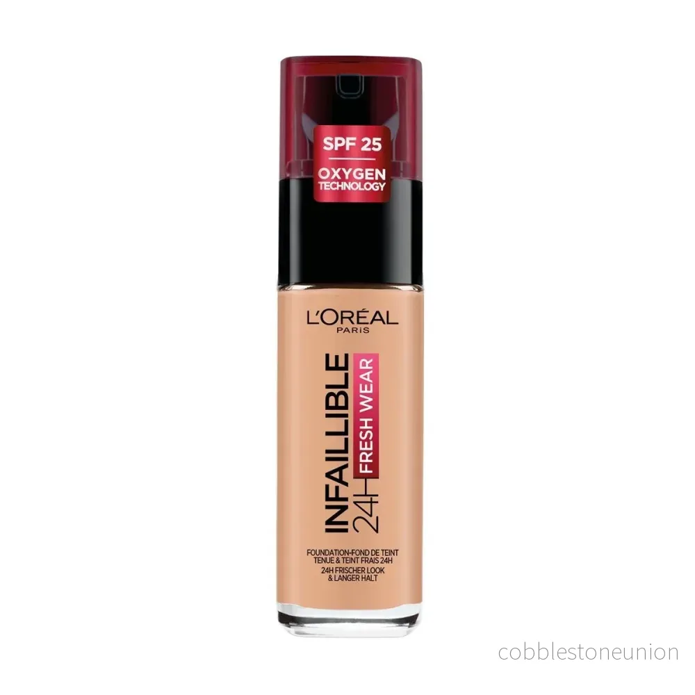 L’Oreal Paris, Infaillible 24h Fresh Wear, Heldagstäckning, Flytande foundation, 235, Honey, SPF 25, 30 ml L’Oreal Paris, Infaillible 24h Fresh Wear, Heldagstäckning, Flytande foundation, 235, Honey, SPF 25, 30 ml