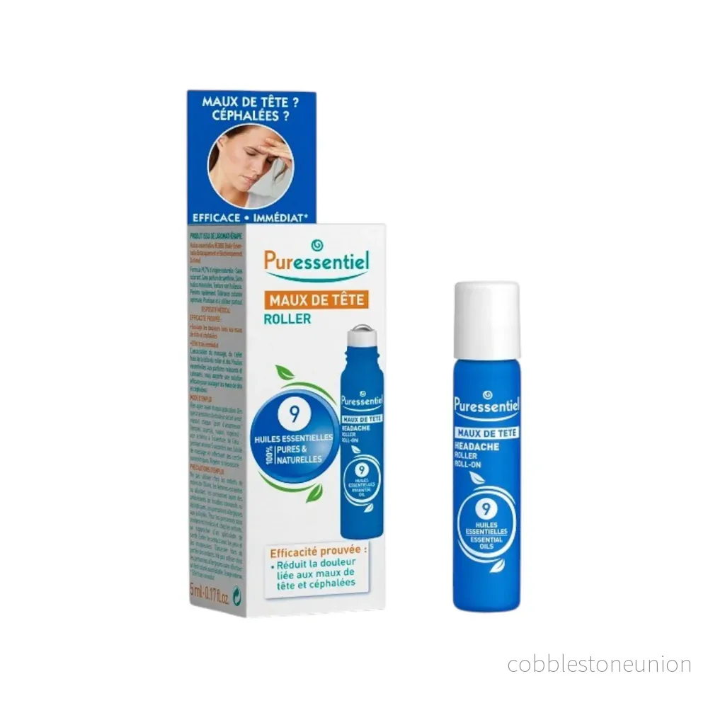 Puressentiel, Roller, Eteriska oljor, Smärtlindring, Mot huvudvärk, Roll-on kroppsolja, För huvudet, 5 ml Puressentiel, Roller, Eteriska oljor, Smärtlindring, Mot huvudvärk, Roll-on kroppsolja, För huvudet, 5 ml