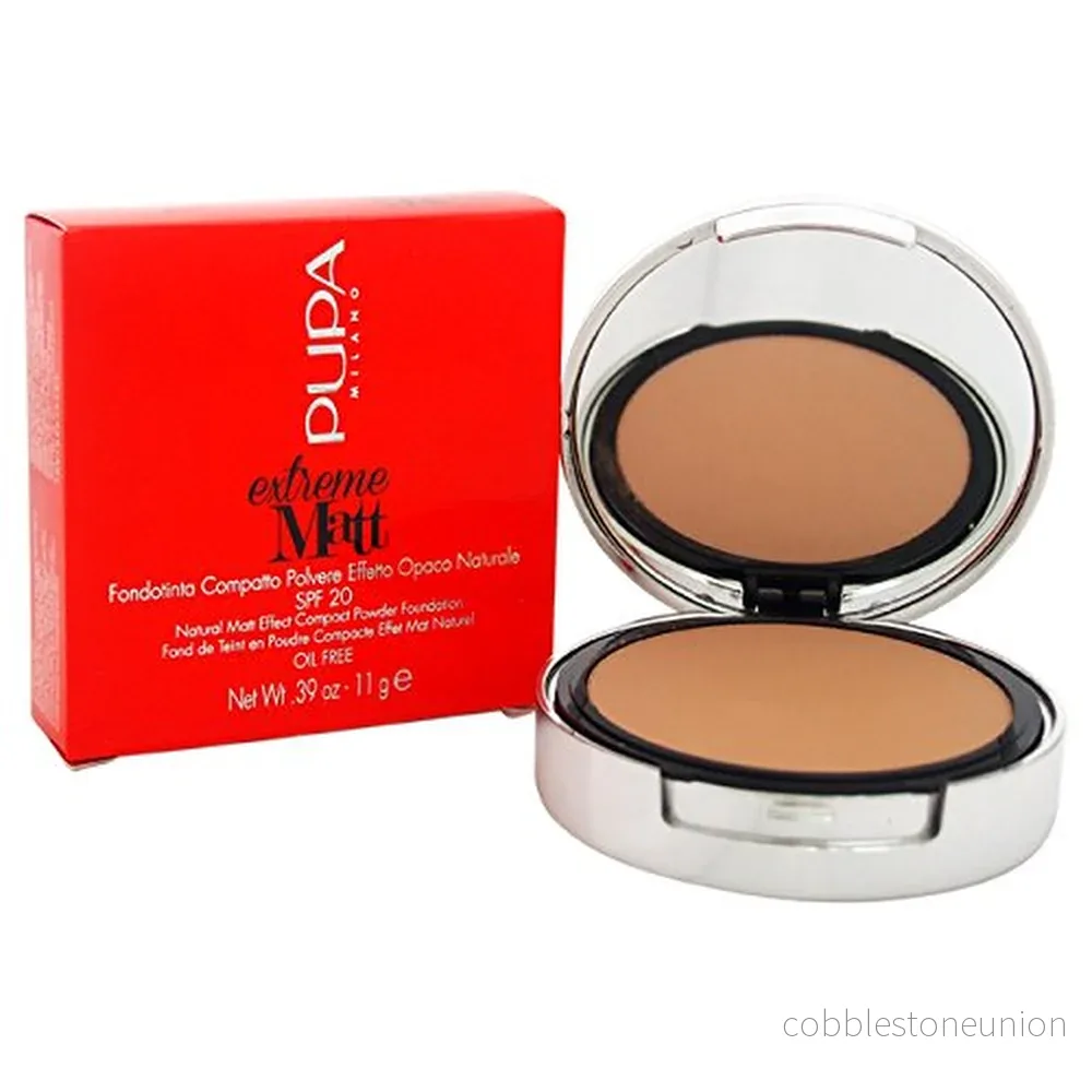 Pupa, Extreme Matt, Oljefri, Naturligt opack, Kompakt puderfoundation, 080, Amber, SPF 20, 11 g - Bild 2