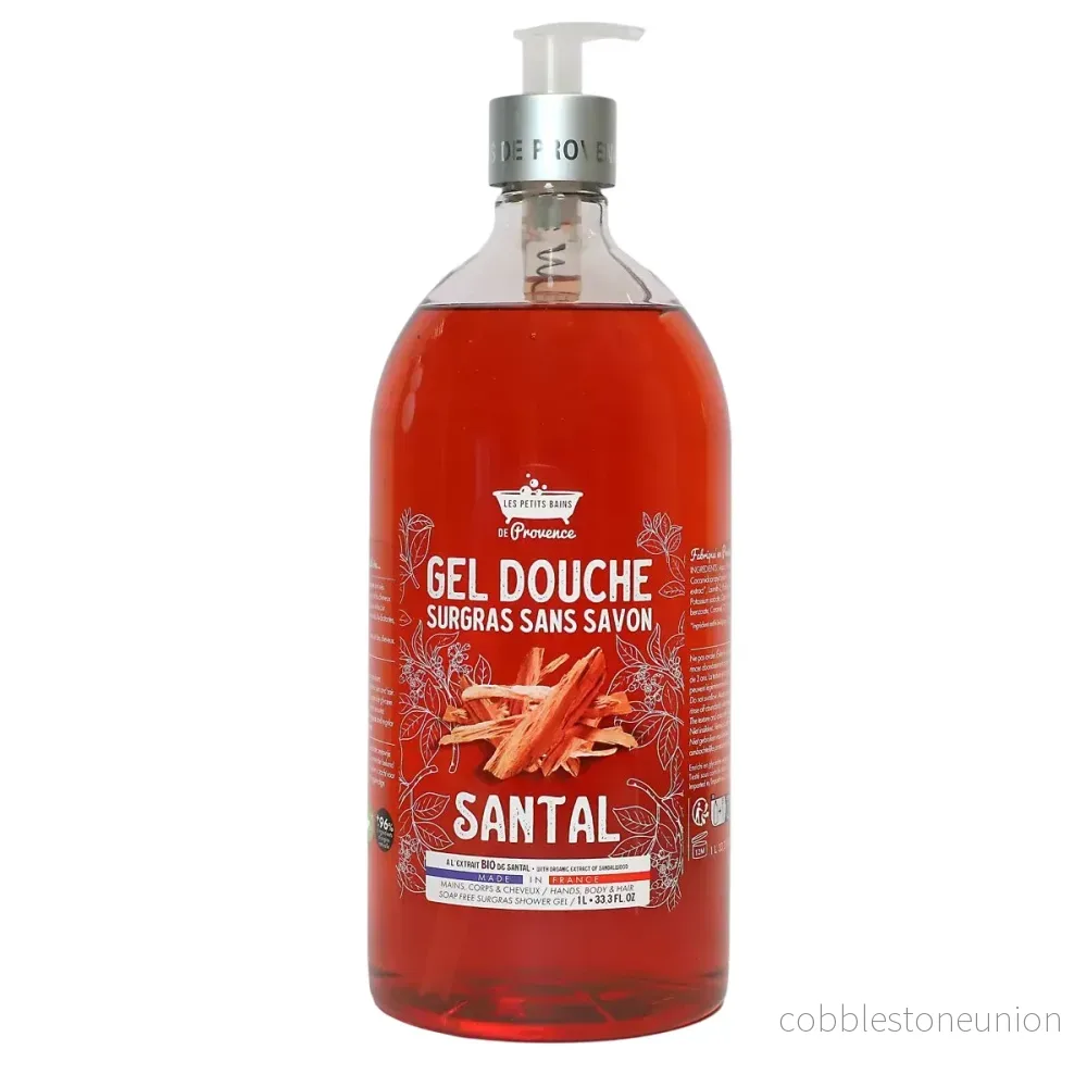Les Petites Bains de Provence, Santal, Duschgel, För kropp, ansikte & hår, För känslig hud, 1000 ml