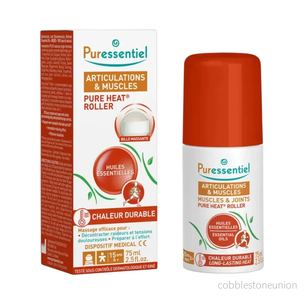 Puressentiel, Pure Heat, eteriska oljor, roll-on kroppsolja, för leder och muskler, 75 ml Puressentiel, Pure Heat, eteriska oljor, roll-on kroppsolja, för leder och muskler, 75 ml