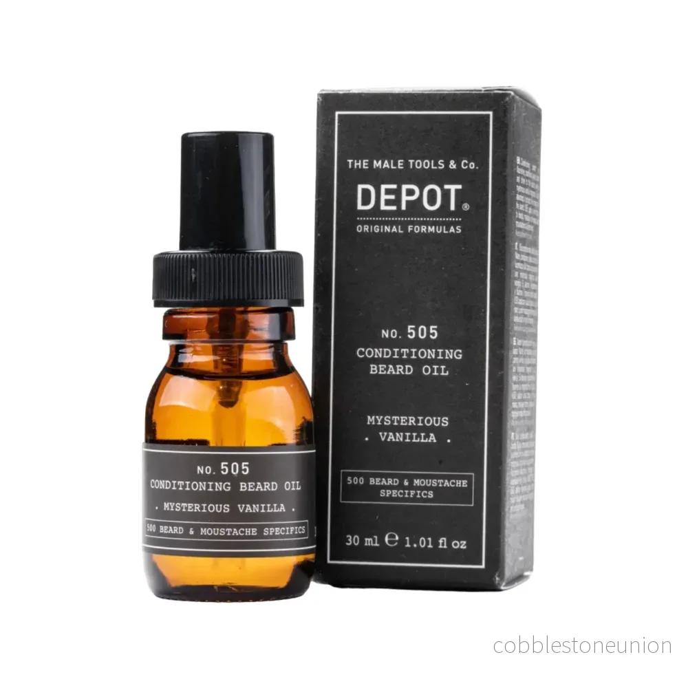 Depot, 500 Beard & Mustache Specifics No. 505, Skäggolja, Mystisk vanilj, Vitamin E, För glans och mjukhet, 30 ml Depot, 500 Beard & Mustache Specifics No. 505, Skäggolja, Mystisk vanilj, Vitamin E, För glans och mjukhet, 30 ml