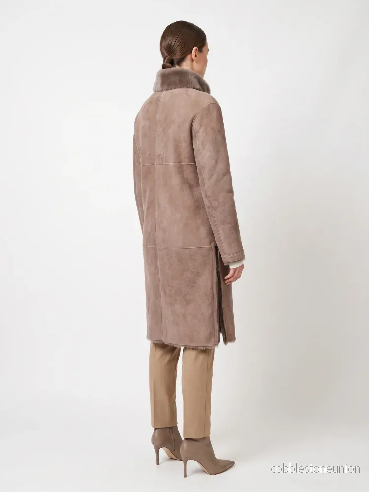 Giorgiana, 95 cm. - Collar Suede Lamb - Women Dark Oak - Bild 3