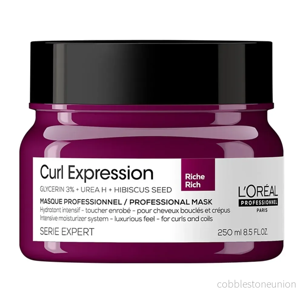 L’Oréal Professionnel, Serie Expert Curl Expression Rich, Glycerin 3% + Urea H + Hibiskusfrön, Hårbehandlingskrämmask, Intensiv återfuktning, 250 ml L’Oréal Professionnel, Serie Expert Curl Expression Rich, Glycerin 3% + Urea H + Hibiskusfrön, Hårbehandlingskrämmask, Intensiv återfuktning, 250 ml