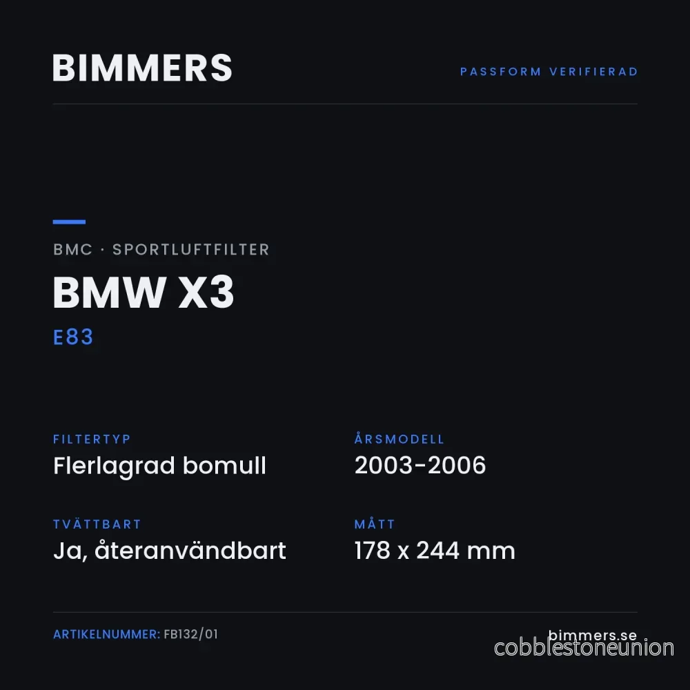 BMC Sportluftfilter BMW X3 E83 (2.5i-3.0i), FB132/01 - Bild 2