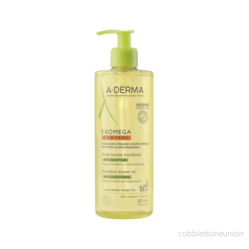 A-Derma, Exomega Control, Emollient, Duscholja, För mycket torr till atopisk känslig hud, 500 ml