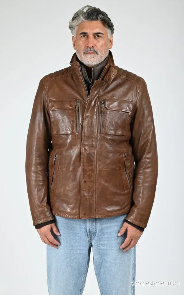 Brown Crowell Warm Leather Jacket – Men Brown Crowell Warm Leather Jacket – Men