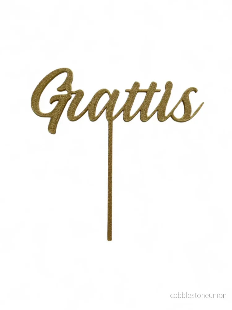 Cake Topper Grattis – Guld/Silver Cake Topper Grattis – Guld/Silver