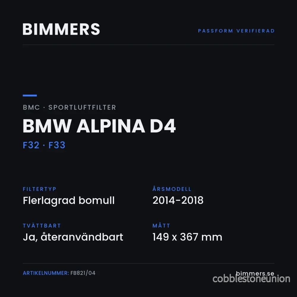 BMC Sportluftfilter BMW Alpina D4 F32 F33 (3.0 BiTurbo), FB821/04 - Bild 2