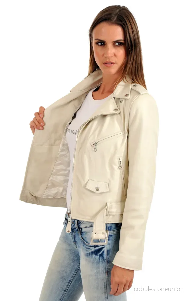 White LCW8600 Leather Perfecto Jacket - Women - Bild 3
