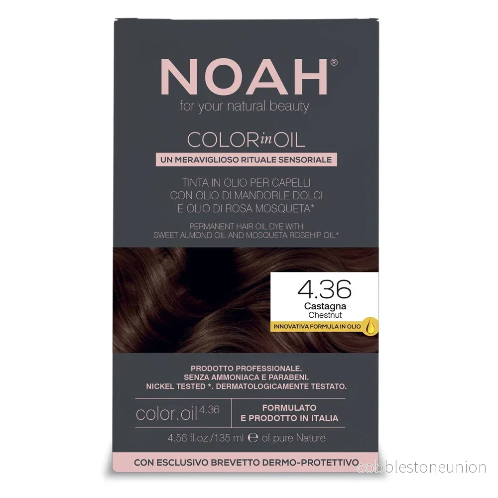 Noah, Color In Oil, Permanent hårfärgningsolja, Färgläggning, 4.36 Chestnut, 135 ml