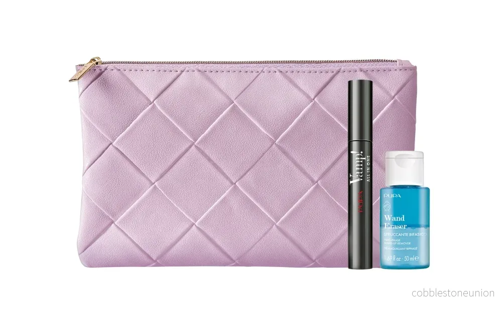 Set Pupa: Wand Eraser, Rengöringsvatten, 50 ml + Vamp!, Parabenfri, Böjande, Mascara, 101, Extra Svart, 9 ml