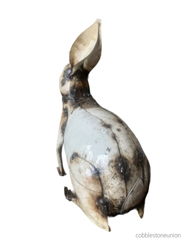 Hare Vit 31 cm – Handgjord Metallskulptur från Zimbabwe - Bild 3