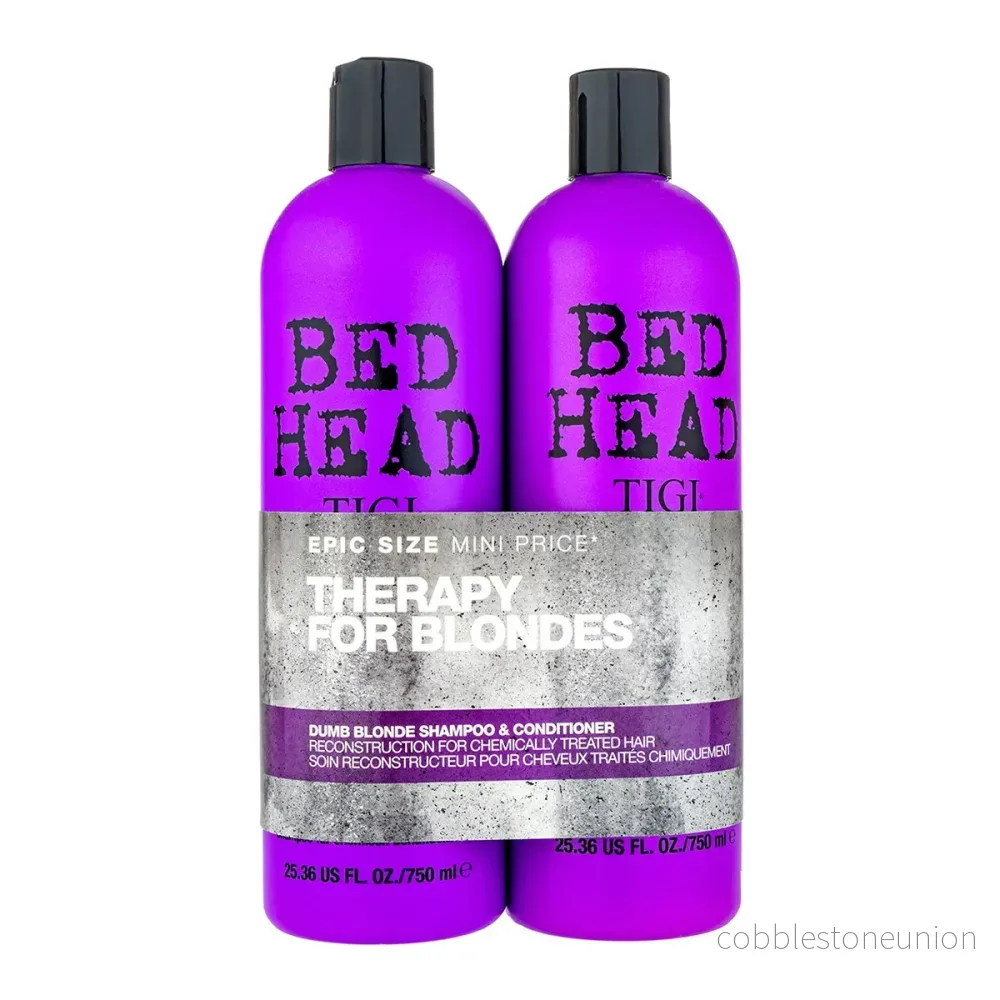 Set Tigi: Bed Head Dumb Blonde, schampo, 750 ml + Bed Head Dumb Blonde, keratin, balsam, reparerande, 750 ml