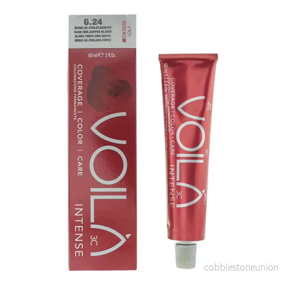Intercosmo, Voila 3C Intense, Permanent Hair Dye, 6.24 Dark Iridescent Copper Blonde, 60 ml Intercosmo, Voila 3C Intense, Permanent Hair Dye, 6.24 Dark Iridescent Copper Blonde, 60 ml