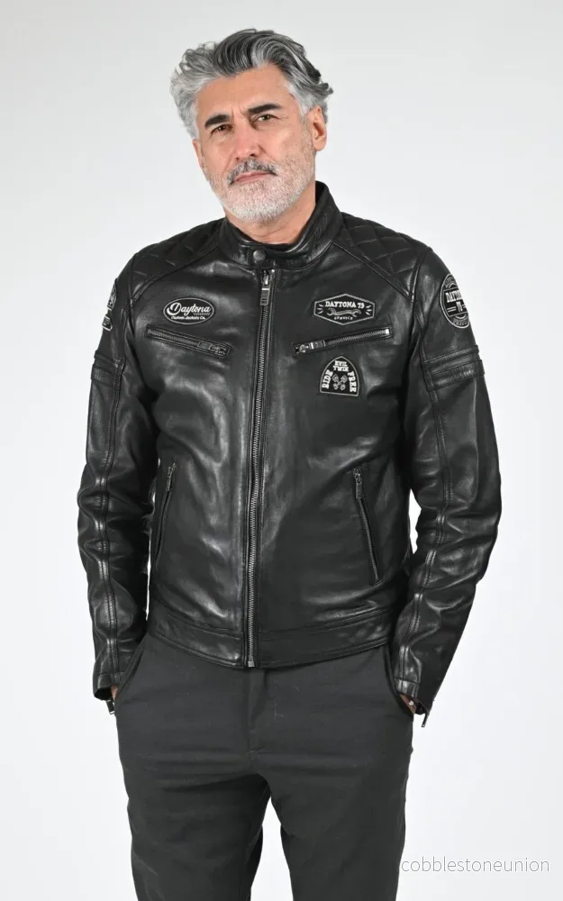 Black Nieto Leather Biker Jacket – Men