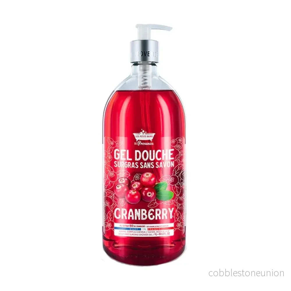 Les Petites Bains de Provence, Cranberry, Duschgel, För känslig hud, 1000 ml