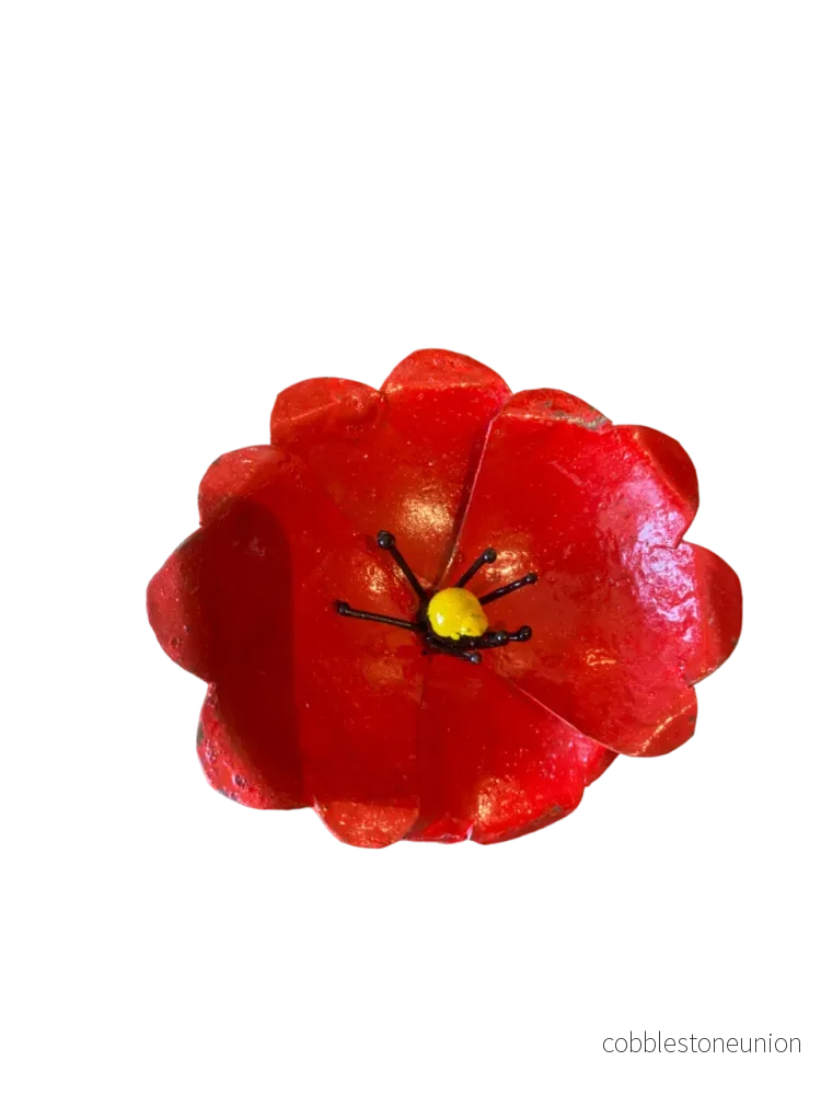 Blomma Enkel Vallmo Röd - Återvunnen Metall Zimbabwe - Bild 2