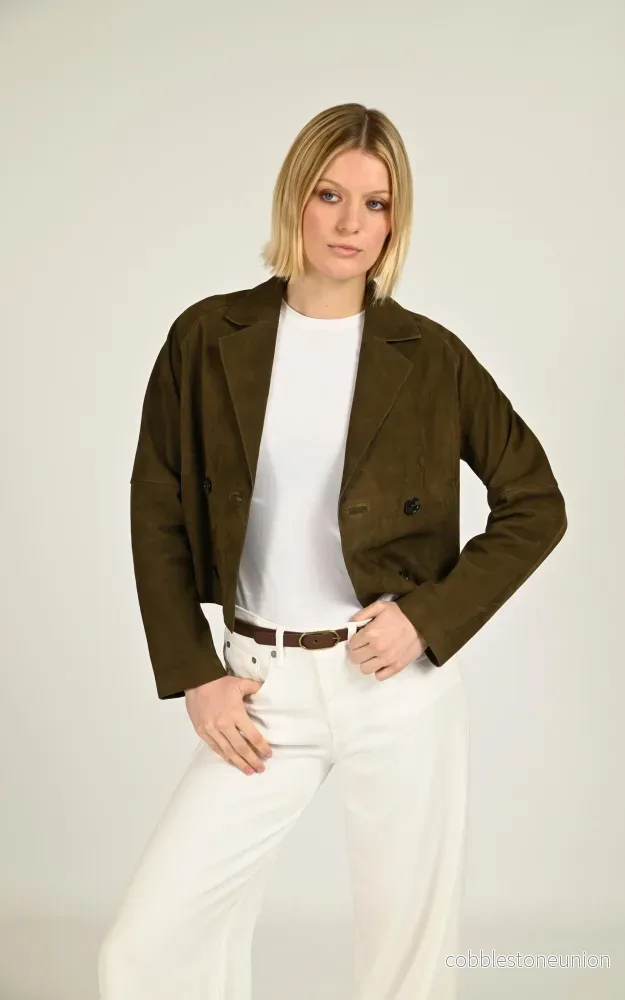 Khaki Alex Short Suede Jacket - Women - Bild 2