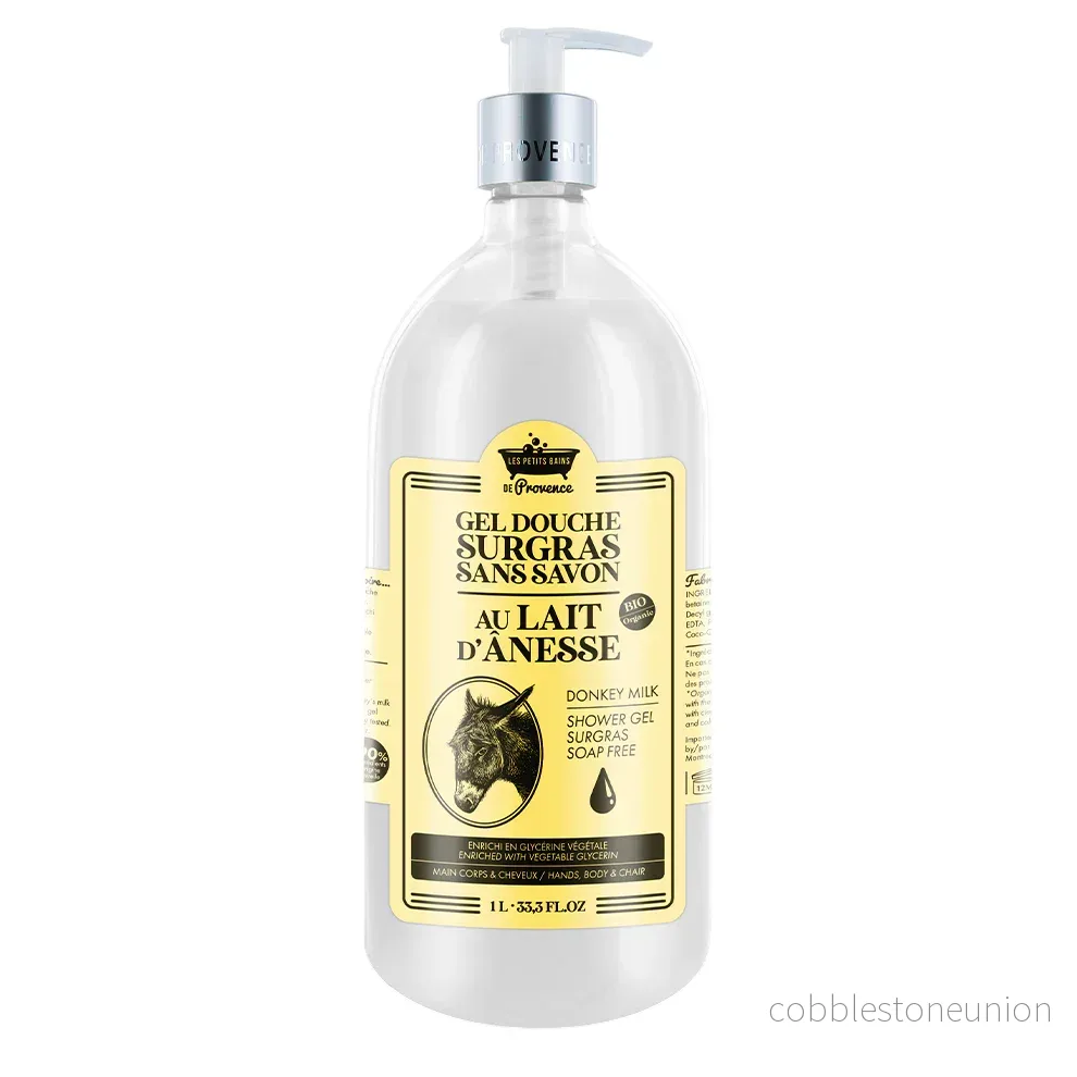 Les Petites Bains de Provence, Åsnemjölk, Duschgel, För kropp, ansikte & hår, För känslig hud, 1000 ml