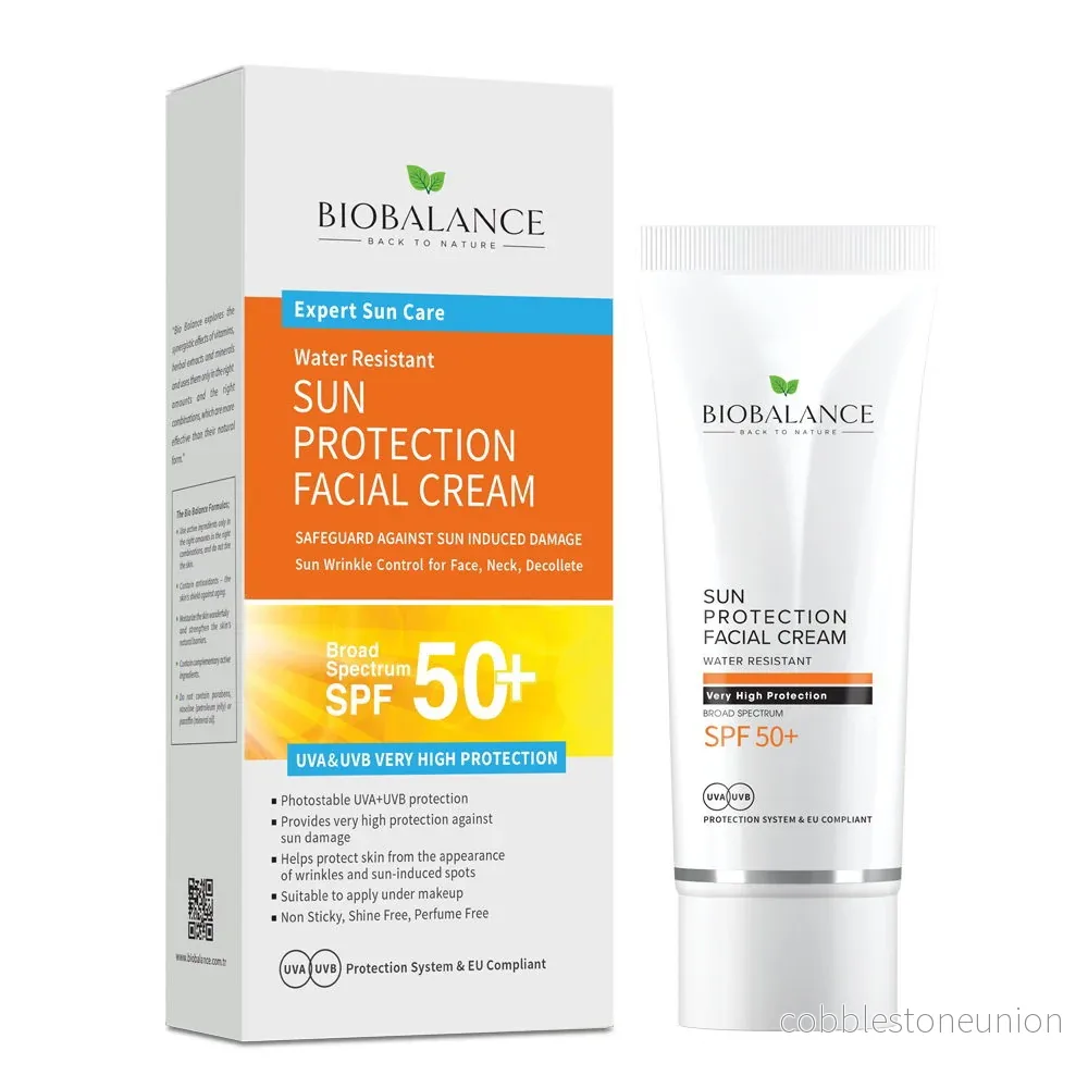 Bio Balance, Sun Protection, Återfuktande och skyddande, Innan sol exponering, Grädde, För ansiktet, SPF 50, 75 ml Bio Balance, Sun Protection, Återfuktande och skyddande, Innan sol exponering, Grädde, För ansiktet, SPF 50, 75 ml