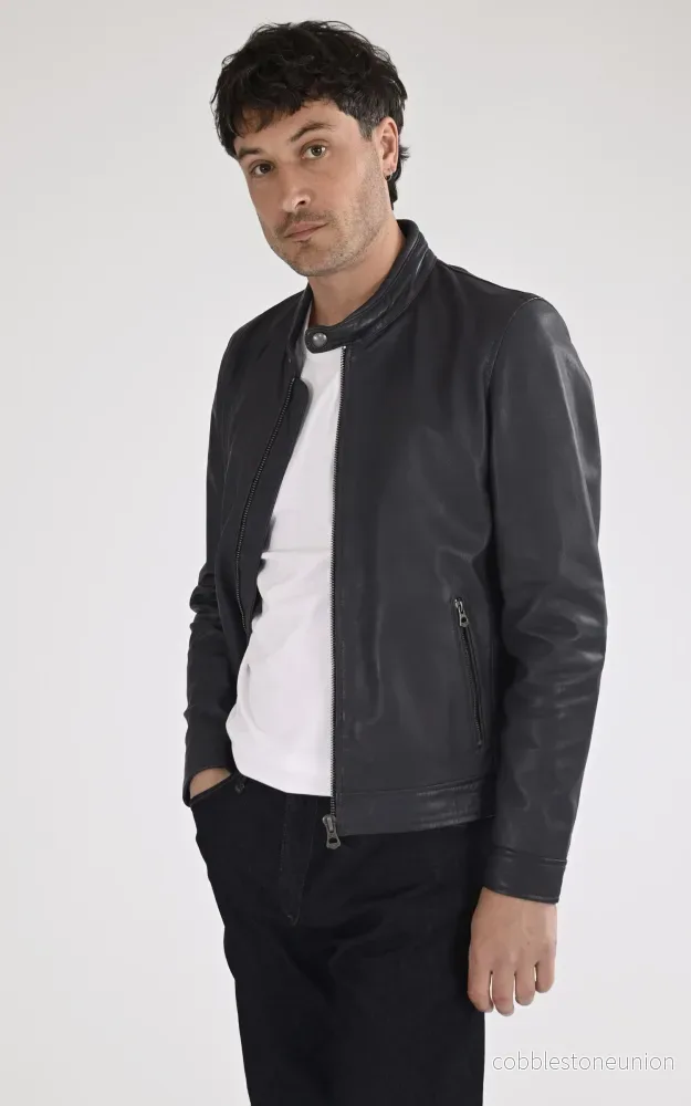 Mercer Blue Leather Jacket - Men - Bild 2