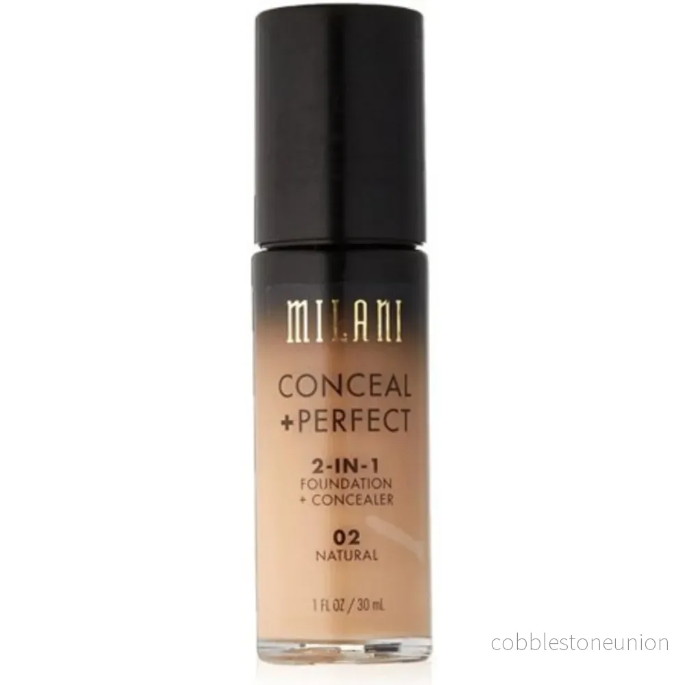 Milani, Conceal + Perfect, Flytande foundation & concealer 2-i-1, 02, Naturlig, 30 ml