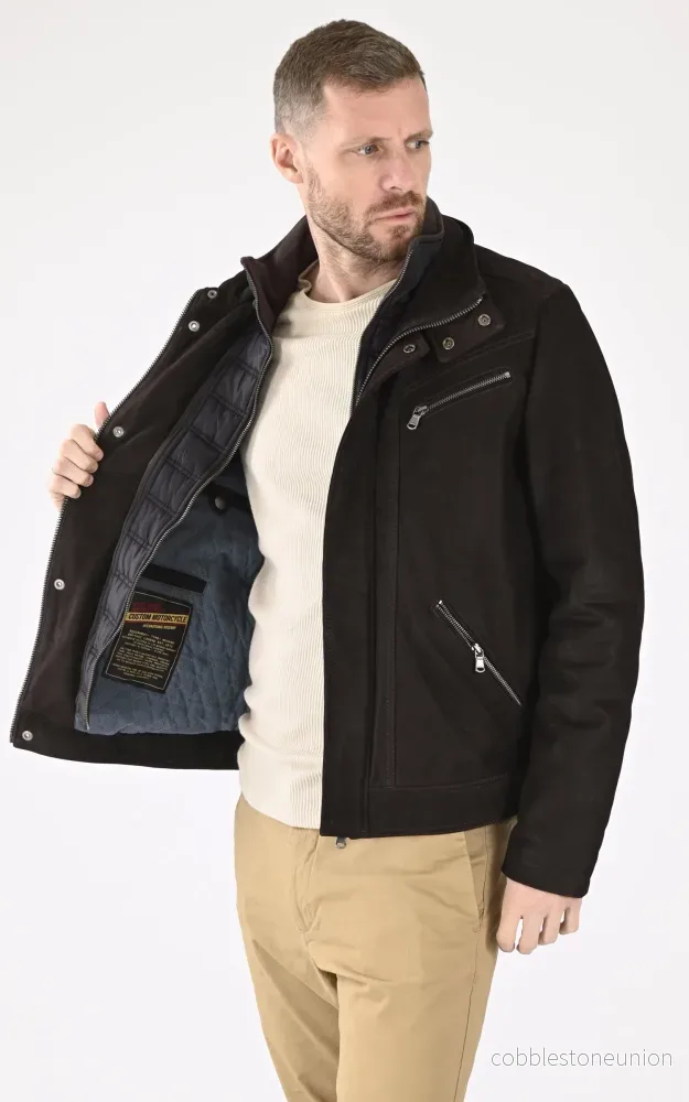 Falcon Brown Nubuck Leather Jacket - Men - Bild 3