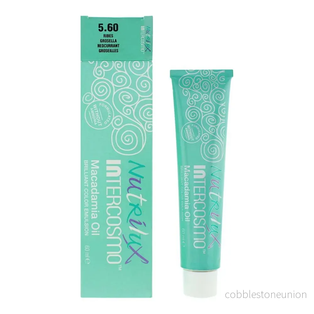 Intercosmo, Nutrilux, Makadamiaolja, Permanent hårfärg, 5.60 Grosella, 60 ml - Bild 2