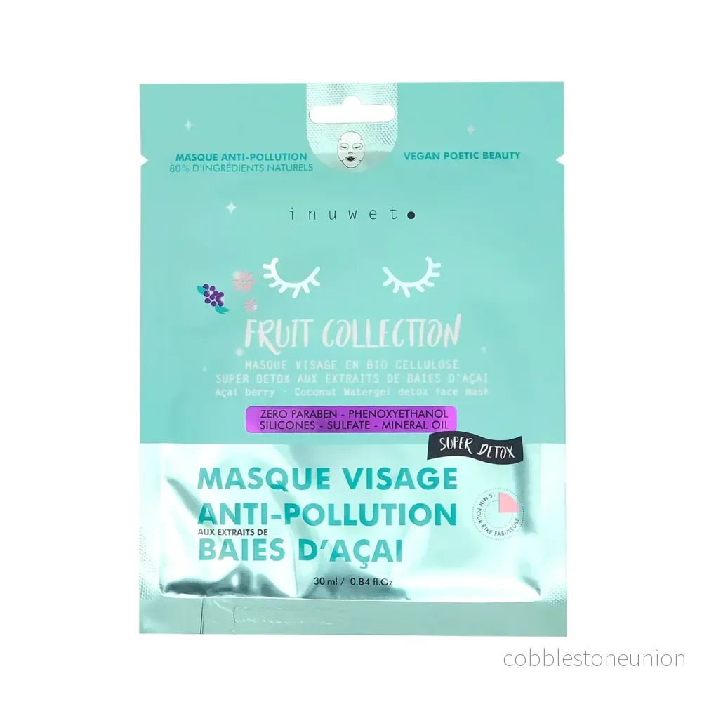Inuwet, Fruit Collection, Vegan, Purifying & Detoxifying, Ansiktsmask, Ansikte, Dag & Natt, 30 ml