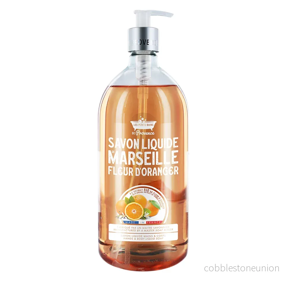 Les Petites Bains de Provence, Marseille, Apelsinblomma, Flytande tvål, För händer & kropp, 1000 ml Les Petites Bains de Provence, Marseille, Apelsinblomma, Flytande tvål, För händer & kropp, 1000 ml