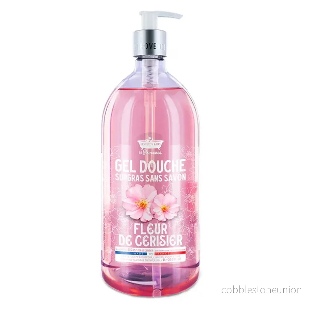 Les Petites Bains de Provence, Cherry Blossom, Duschgel, För känslig hud, 1000 ml