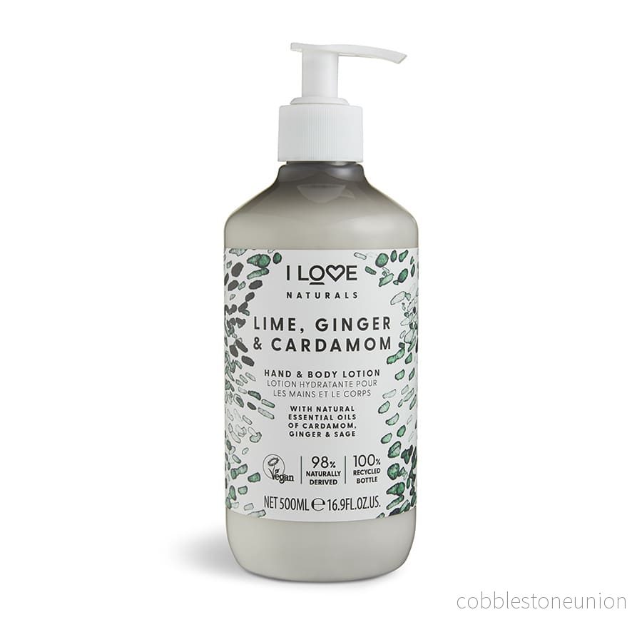 I Love, Naturals Collection, Vegan, Återfuktande, Lime, ingefära & kardemumma, Lotion, För händer & kropp, 500 ml I Love, Naturals Collection, Vegan, Återfuktande, Lime, ingefära & kardemumma, Lotion, För händer & kropp, 500 ml