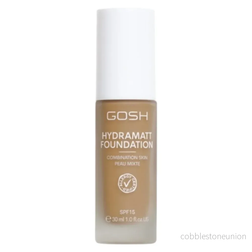 Gosh, Hydramatt, Matt, Flytande foundation, 014Y, Dark, SPF15, 30 ml