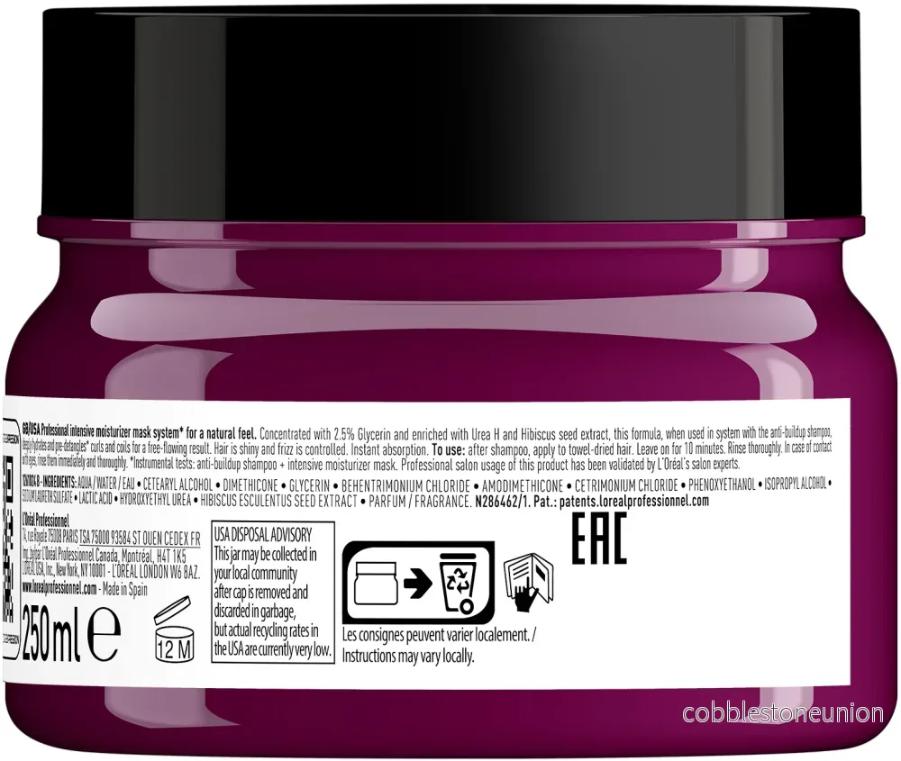 L'Oréal Professionnel, Serie Expert Curl Expression, Glycerin 2,5% + Urea H + Hibiskusfrön, Hårbehandlingskrämmask, Intensiv återfuktning, 250 ml - Bild 2
