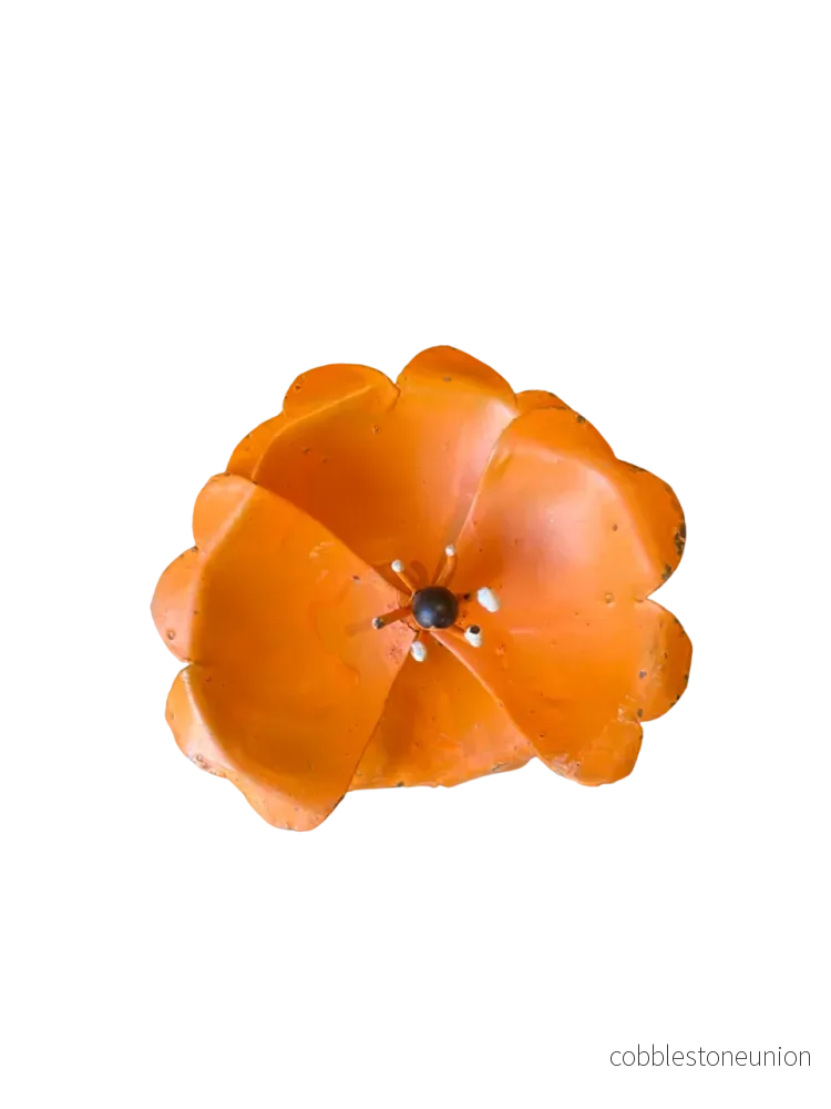 Blomma Enkel Vallmo Orange - Återvunnen Metall Zimbabwe - Bild 2