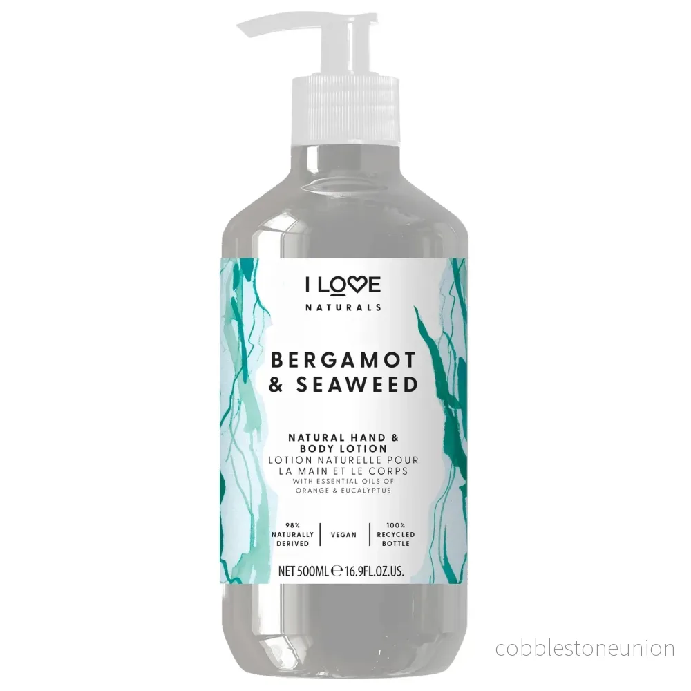 I Love, Naturals Collection, Vegan, Moisturising, Bergamot & Seaweed, Lotion, For Hands & Body, 500ml