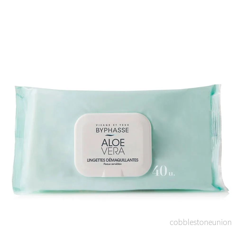 Byphasse, Byphasse, Aloe Vera, Cleansing Wipes, For the face, 40 units