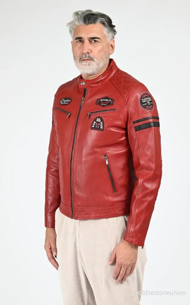 Red Nieto Leather Biker Jacket – Men