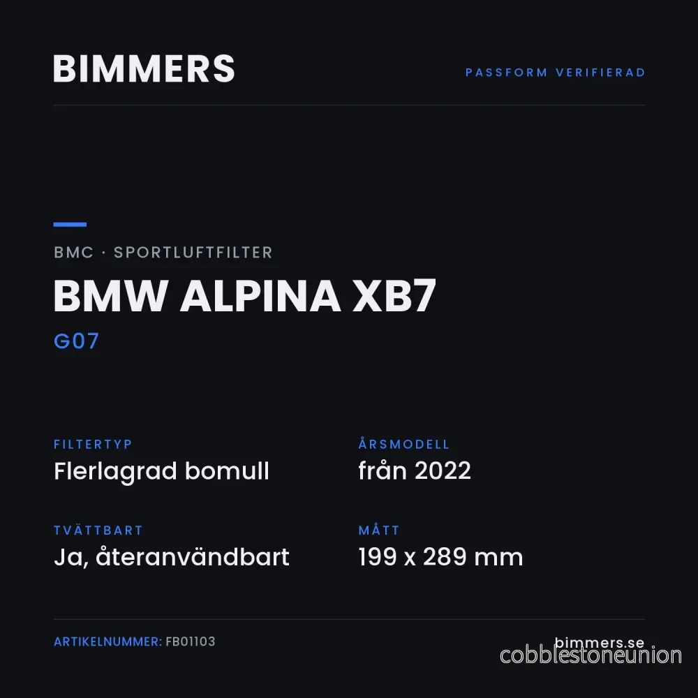 BMC Sportluftfilter BMW Alpina XB7 G07 (4.4 Biturbo Mild-Hybrid), FB01103 - Bild 2