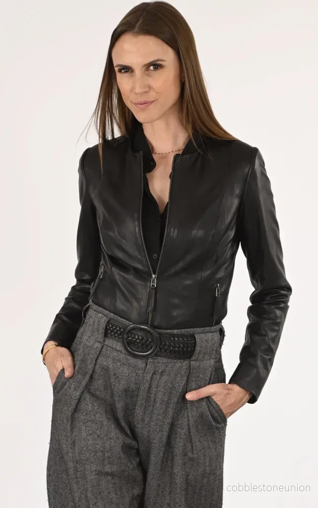 Black Leather Spencer – Women