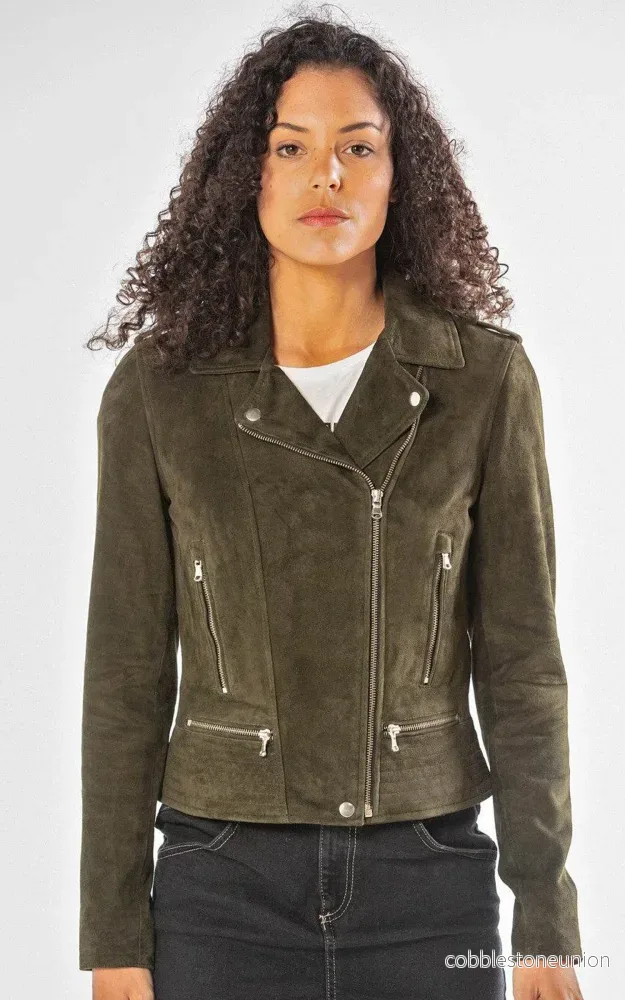 Khaki Vela Goat Suede Blouson – Women Khaki Vela Goat Suede Blouson – Women